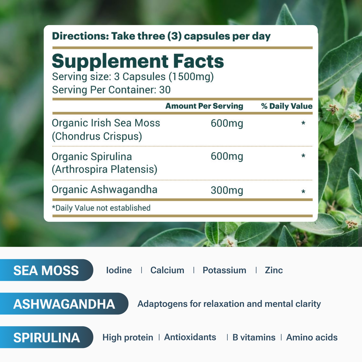 Sea Moss Spirulina Ashwagandha Capsules