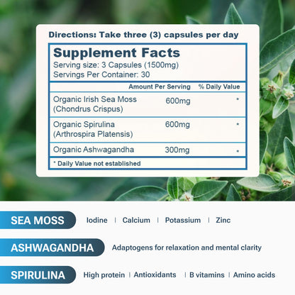 Sea Moss Spirulina Ashwagandha Capsules